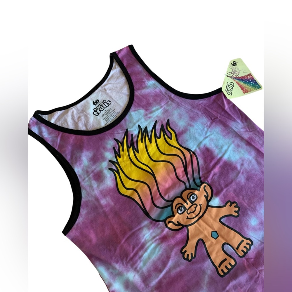 NWT Good Luck Trolls Woman’s Colorful Tie-Dye Tank Top 60 Year Anniversary Med. - Picture 5 of 8